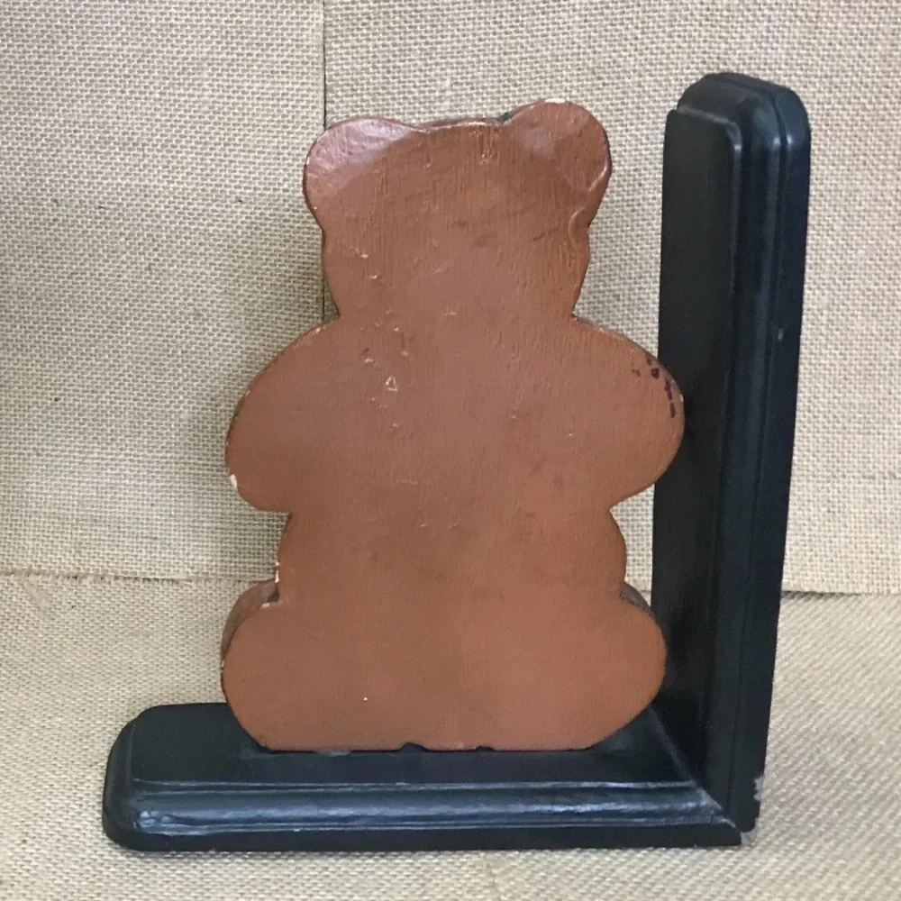 Vintage Rustic Wood Teddy Bear Bookend Farmhouse Cottagecore Nursery PRICE FIRM